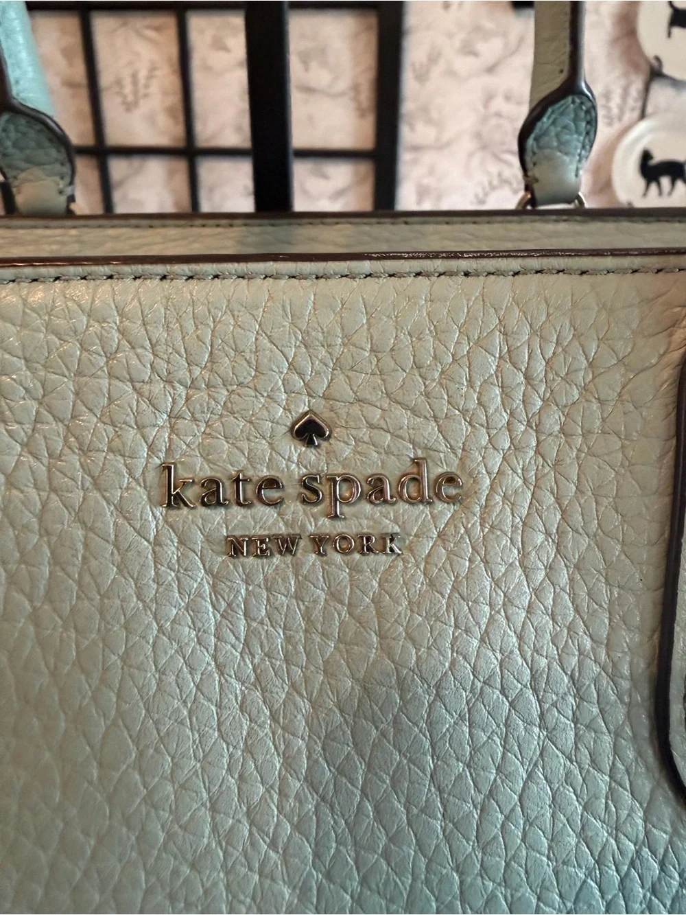 Kate Spade Light Blue Pebbled Leather Satchel with Shoulder Strap